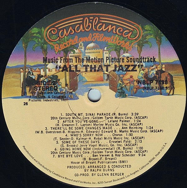 Various - All That Jazz - Music From The Original Motion Picture Soundtrack - LP
