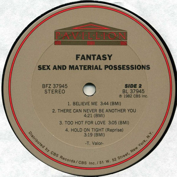 Fantasy  - Sex And Material Possessions - LP