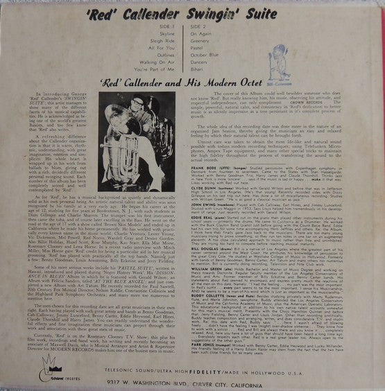 Red Callender And His Modern Octet - Swingin' Suite - LP