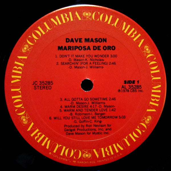 Dave Mason - Mariposa De Oro - LP