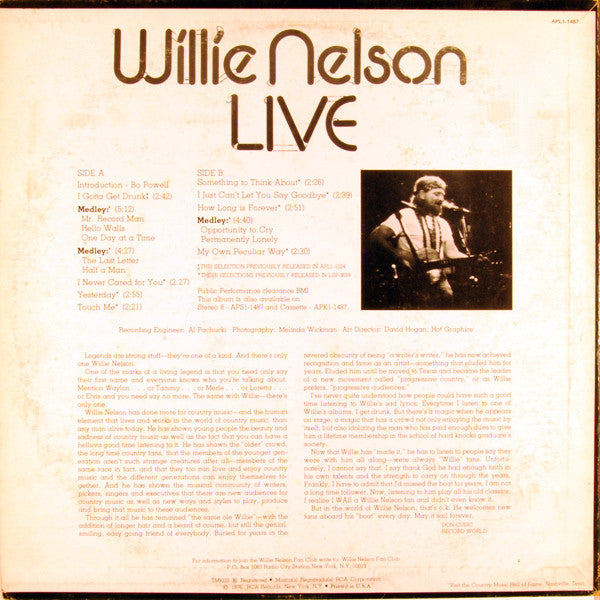 Willie Nelson - Willie Nelson Live - LP