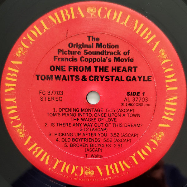 Tom Waits And Crystal Gayle - One From The Heart - The Original Motion Picture Soundtrack Of Francis Coppola's Movie - LP