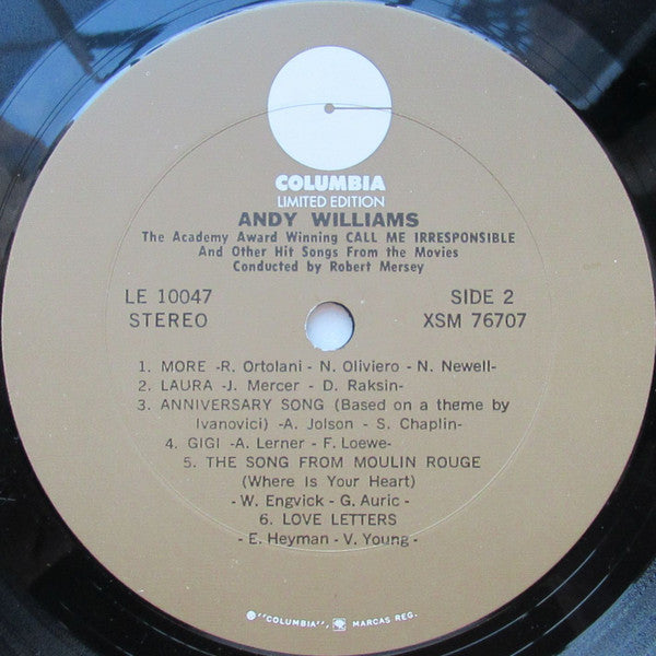 Andy Williams - The Academy Award Winning Call Me Irresponsible And Other Hit Songs From The Movies - LP
