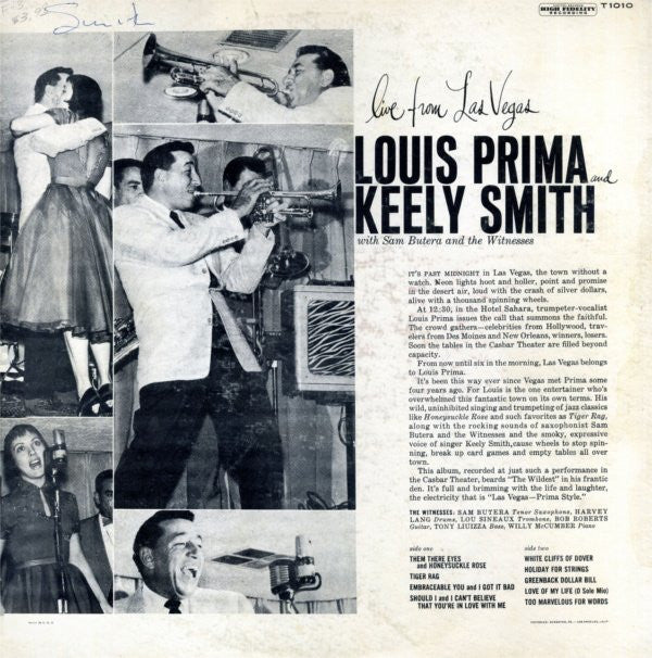 Louis Prima And Keely Smith* With Sam Butera And The Witnesses - Las Vegas Prima Style - LP