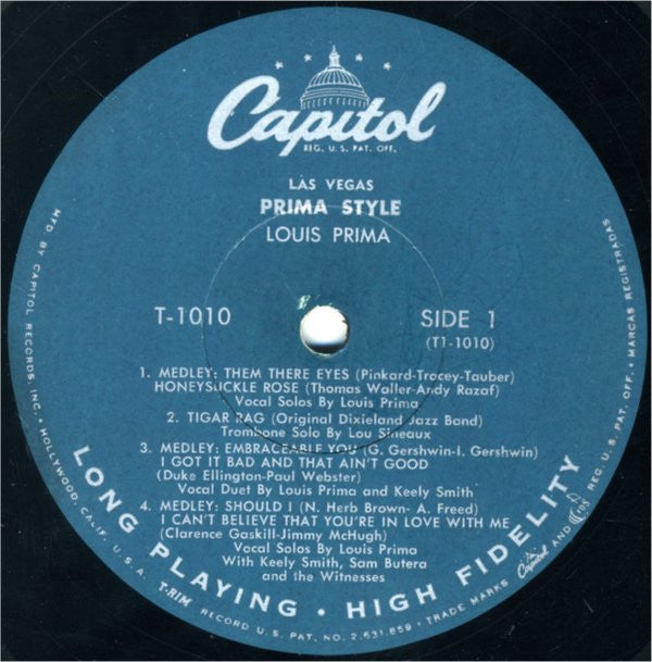 Louis Prima And Keely Smith* With Sam Butera And The Witnesses - Las Vegas Prima Style - LP