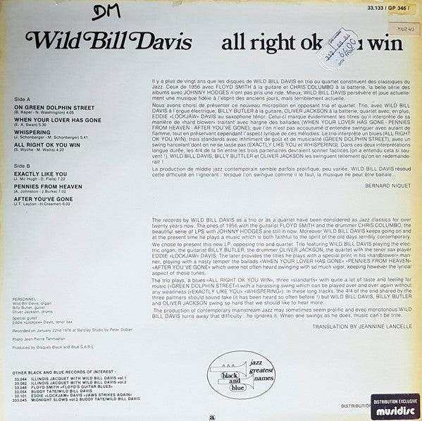 Wild Bill Davis - All Right Ok You Win - LP