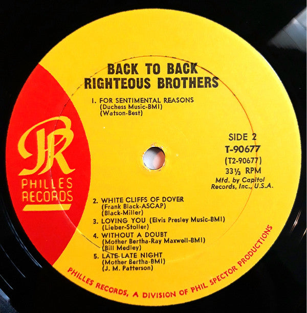 The Righteous Brothers - BACK TO BACK - LP