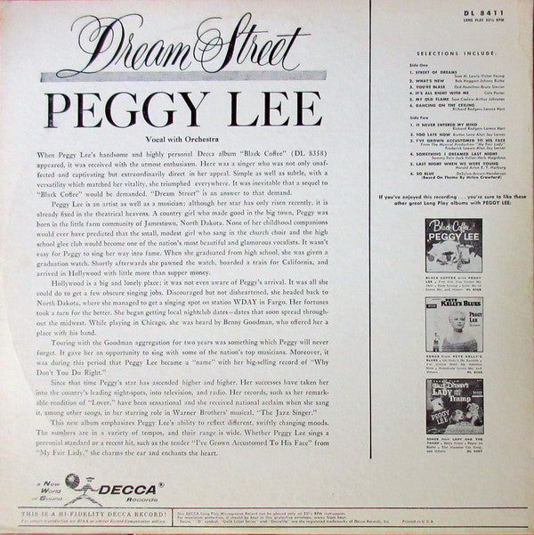 Peggy Lee - Dream Street - LP
