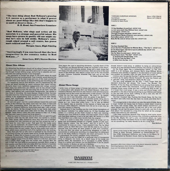 Rod McKuen - Through European Windows - LP