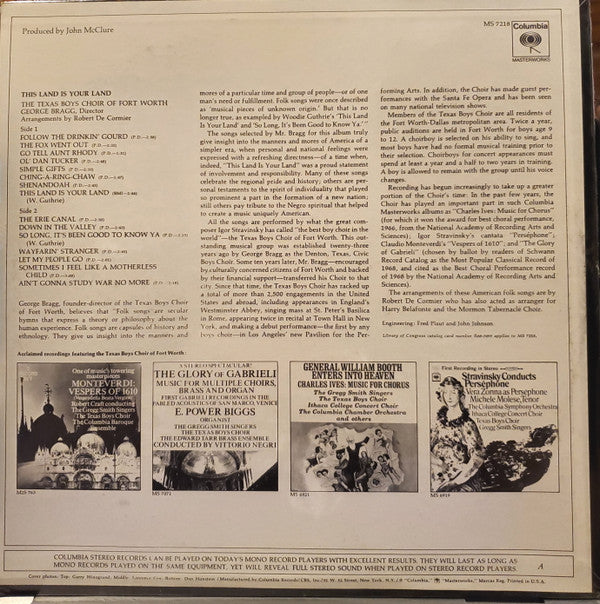 Texas Boys Choir* - This Is Your Land - LP