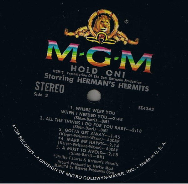 Herman's Hermits - Hold On! (Music From The Original Sound Track) - LP