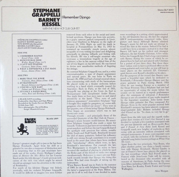 Stéphane Grappelli / Barney Kessel With The New Hot Club Quintet - I Remember Django - LP