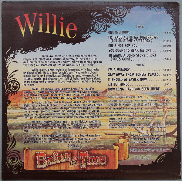 Willie Nelson - Willie - Before His Time - LP