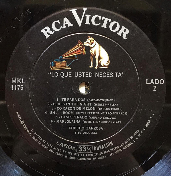 Chucho Zarzosa Y Su Orquesta* - Lo Que Usted Necesita - LP