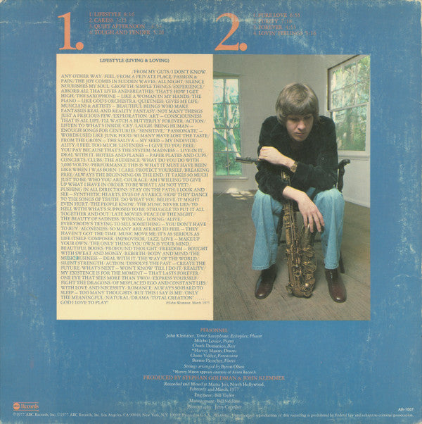 John Klemmer - Lifestyle (Living And Loving) - LP