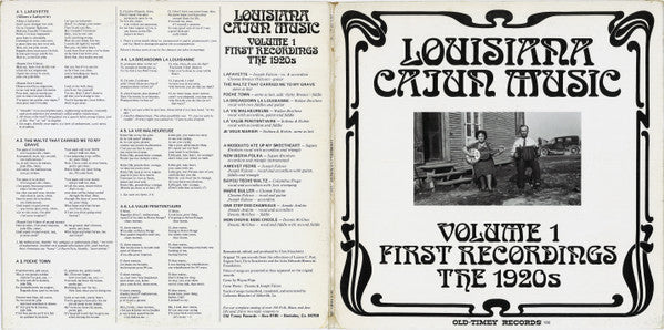 Various - Louisiana Cajun Music Volume 1: First Recordings - The 1920's - LP