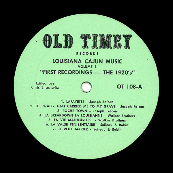 Various - Louisiana Cajun Music Volume 1: First Recordings - The 1920's - LP