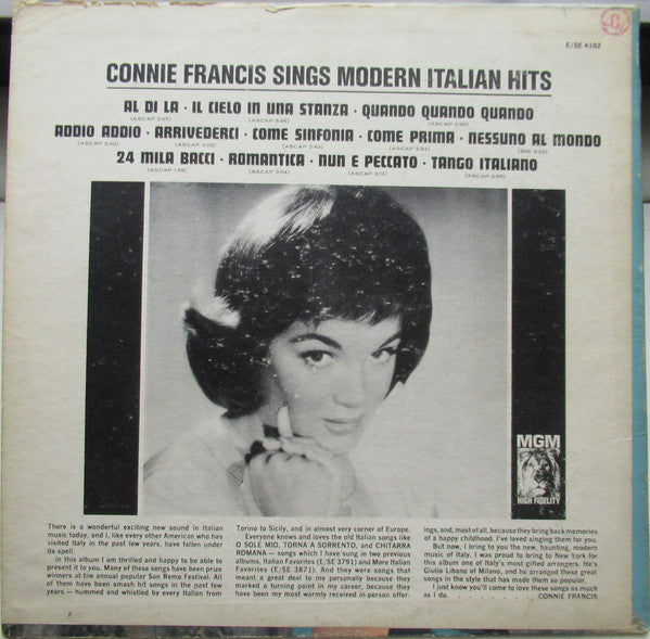 Connie Francis - Connie Francis Sings Modern Italian Hits - LP