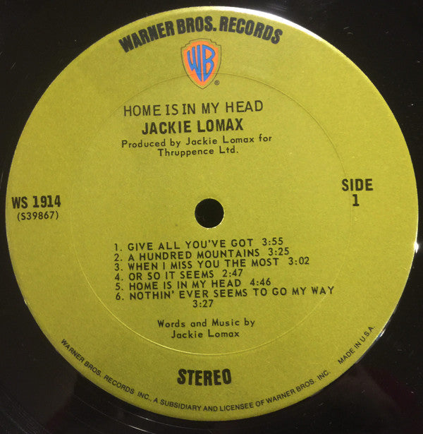 Jackie Lomax - Home Is In My Head - LP