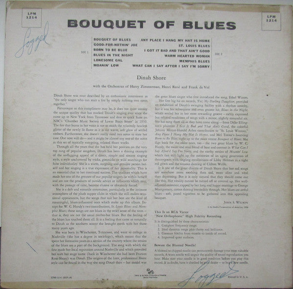 Dinah Shore - Bouquet Of Blues - LP
