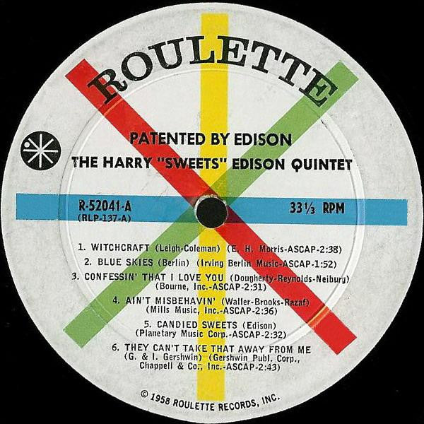 The Harry "Sweets" Edison Quintet - Patented By Edison - LP