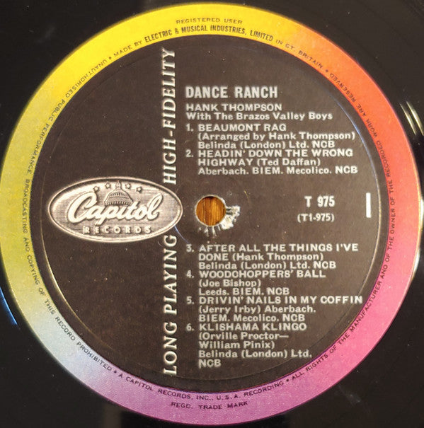 Hank Thompson With the Brazos Valley Boys* - Dance Ranch - LP