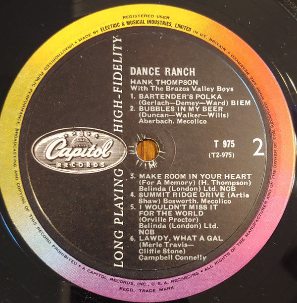 Hank Thompson With the Brazos Valley Boys* - Dance Ranch - LP