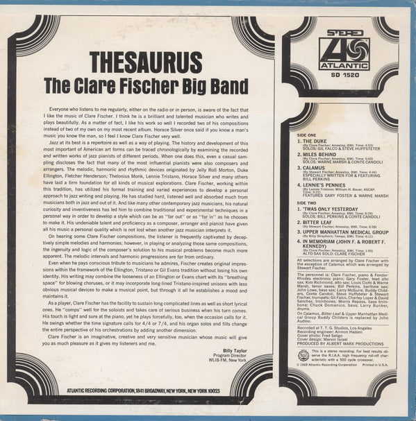 The Clare Fischer Big Band* - Thesaurus - LP