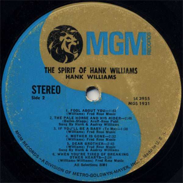 Hank Williams - The Spirit Of Hank Williams - LP