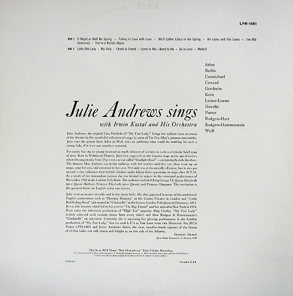 Julie Andrews - Julie Andrews Sings - LP