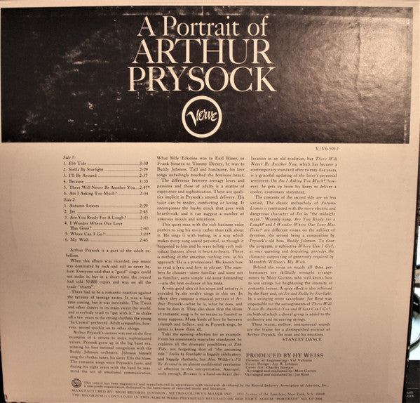 Arthur Prysock - A Portrait Of Arthur Prysock - LP
