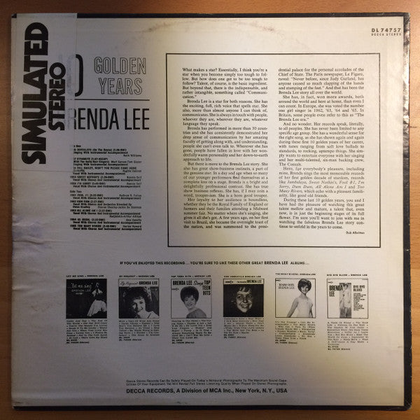 Brenda Lee - 10 Golden Years - LP