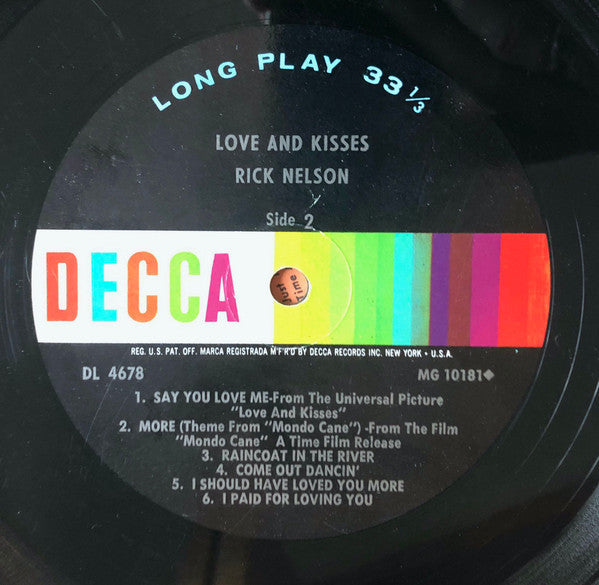 Rick Nelson* - Love And Kisses - LP