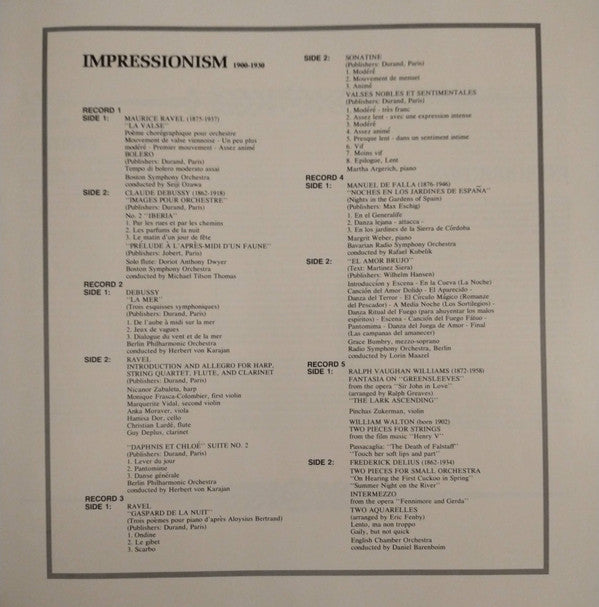 Various - The Carnegie Hall Library Of Classical Music (Impressionism 1900-1930) - LP