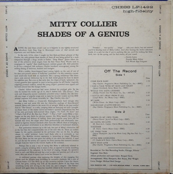 Mitty Collier - Shades Of A Genius - LP