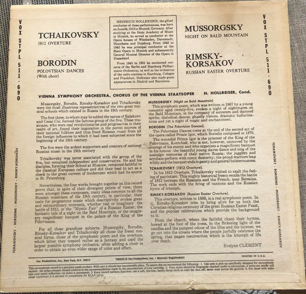 Tchaikovsky*, Borodine*, Moussorgsky*, Rimsky-Korsakov*, H. Hollreiser*, Wiener Symphoniker - Chor Der Weiner Staatsoper* - Tchaikovsky ∙ Borodine ∙ Moussorgsky ∙ Rimsky-Korsakov - LP