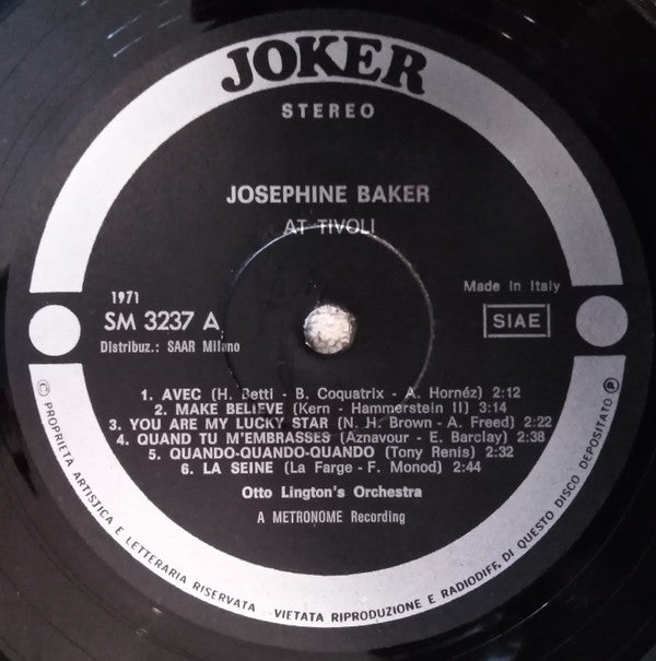 Josephine Baker, Otto Lington's Orchestra - Josephine Baker At Tivoli - LP