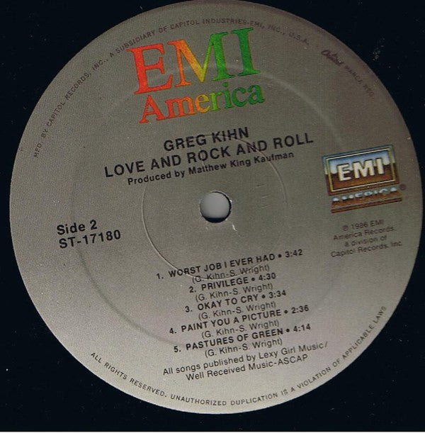 Greg Kihn - Love And Rock And Roll - LP