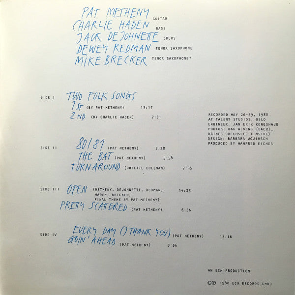 Pat Metheny, Charlie Haden, Jack DeJohnette, Dewey Redman, Mike Brecker* - 80/81 - LP