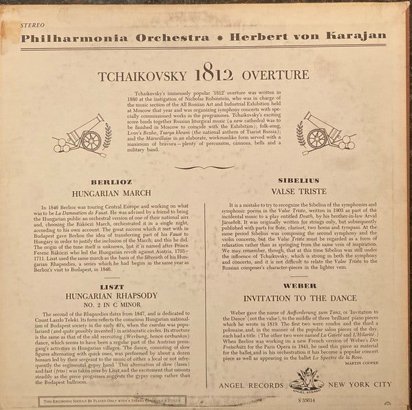 Herbert von Karajan, Philharmonia Orchestra - Overture 1812 - LP