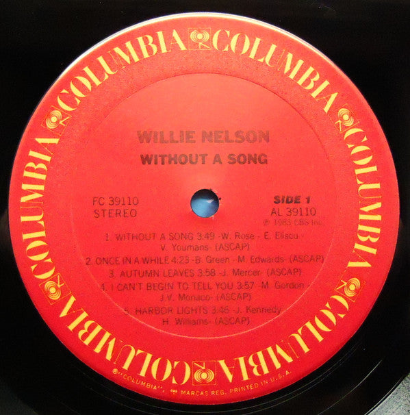 Willie Nelson - Without A Song - LP