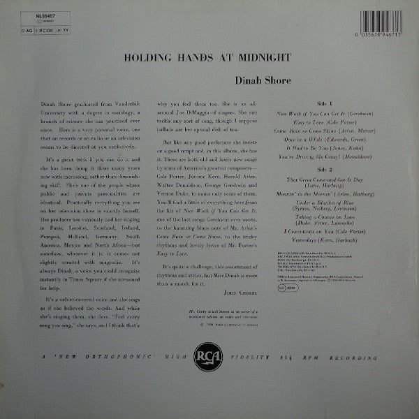 Dinah Shore - Holding Hands At Midnight - LP