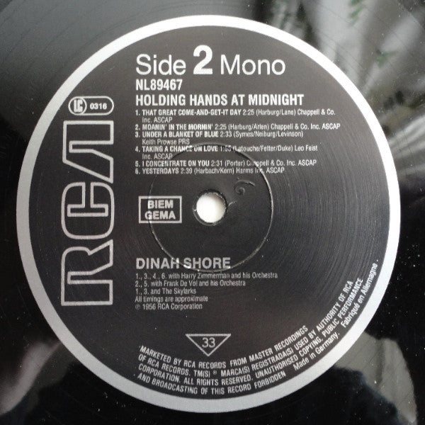 Dinah Shore - Holding Hands At Midnight - LP