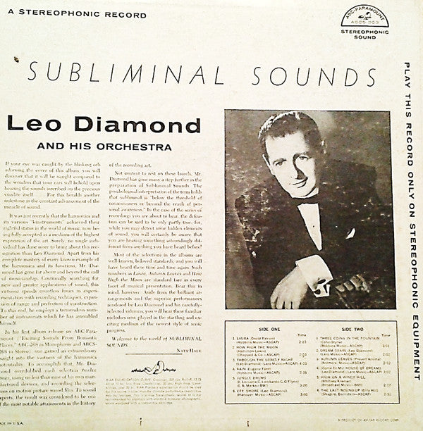 Leo Diamond And His Orchestra - Subliminal Sounds - LP