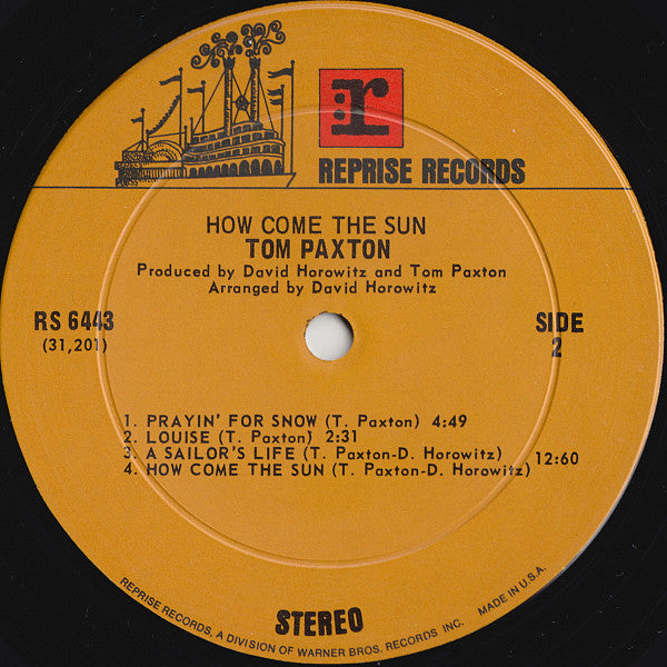 Tom Paxton - How Come The Sun - LP
