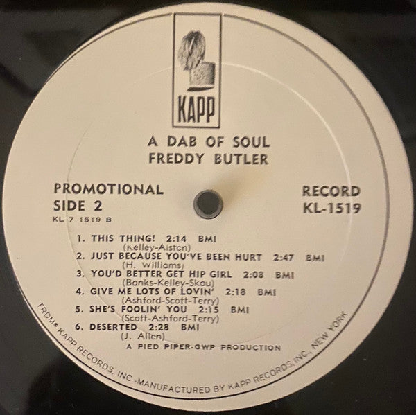 Freddy Butler - With A Dab Of Soul - LP