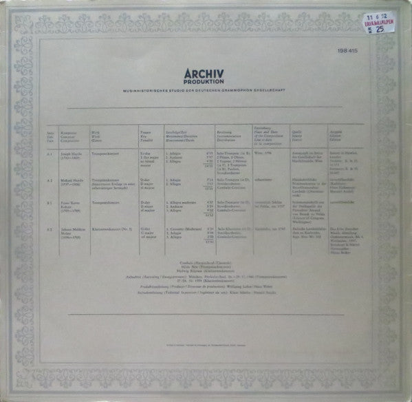 Joseph Haydn / Michael Haydn / Franz Xaver Richter / Johann Melchior Molter, Maurice André, Jost Michaels, Münchener Kammerorchester, Hans Stadlmair - Trompetenkonzerte / Klarinettenkonzert - LP