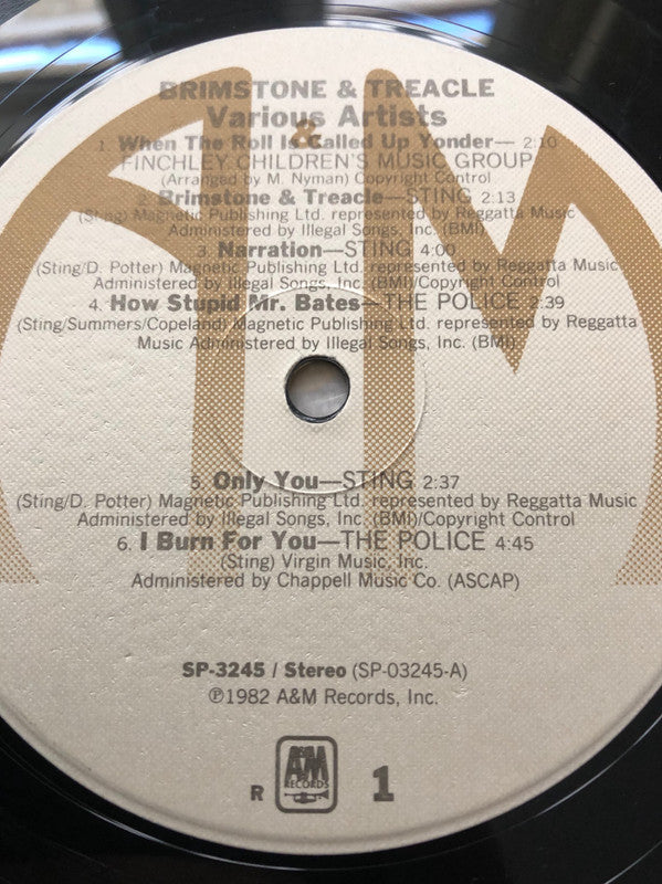 Various Featuring The Police, Sting, Go.Go's* & Squeeze  - Brimstone & Treacle (Original Soundtrack Album) - LP