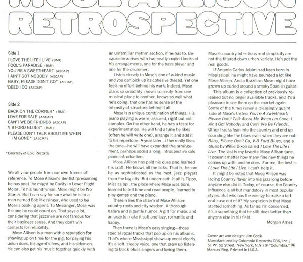 Mose Allison - Retrospective - LP