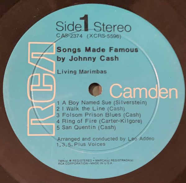 Living Marimbas Plus Voices* - Songs Made Famous By Johnny Cash - LP